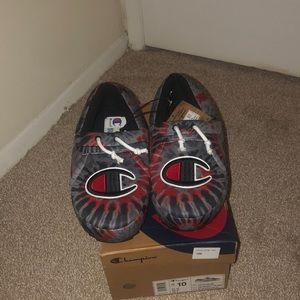 Champion University Tie Dye Slippers Grey/Black